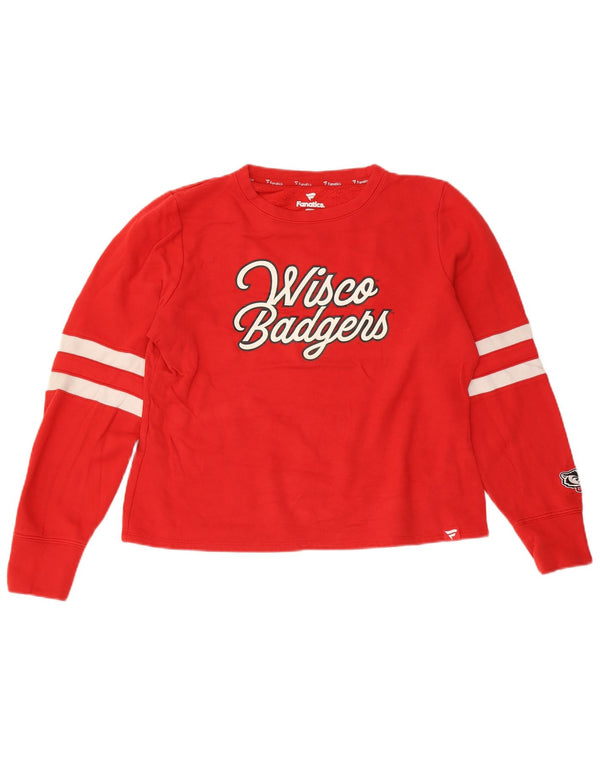 Fanatics Womens Wisconsin Badgers Sweatshirt Jumper UK 16 Large Red Bomuld
