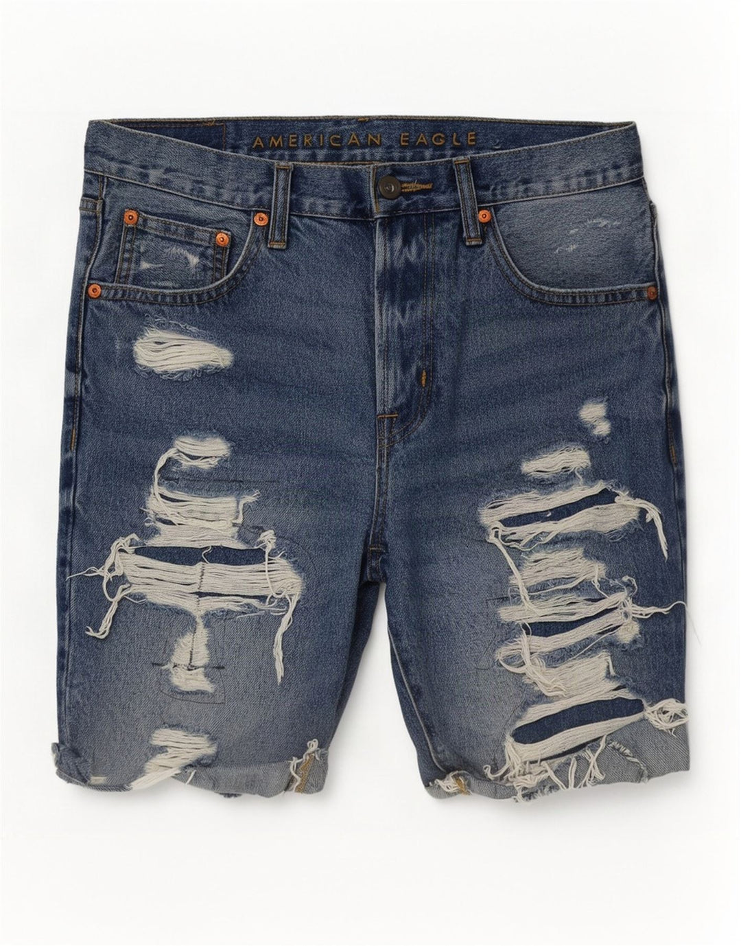 American Eagle Herre Distressed Denim Shorts W31 Medium Blue Cotton