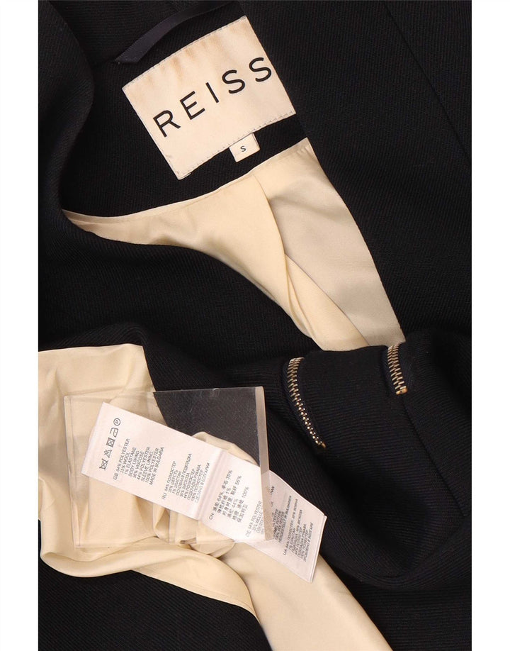 Reiss Dame 1 Knap Blazer Jacket UK 10 Small Navy Blue Polyester