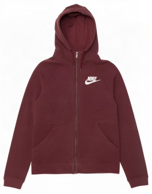 Nike Dame Oversized Hættetrøje Sweater med lynlås UK 6 XS Bourgogne bomuld