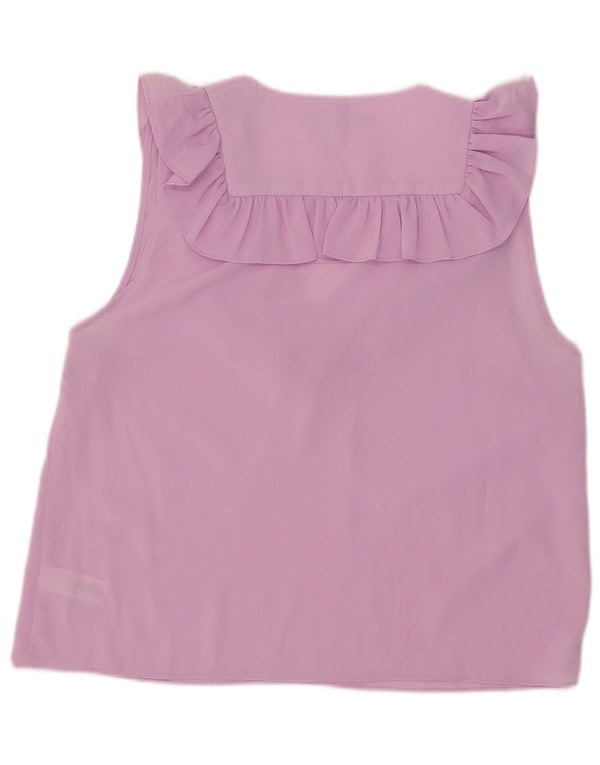 French Connection Womens Ruffle Front Sleeveless Blouse Top UK 18 XL Pink