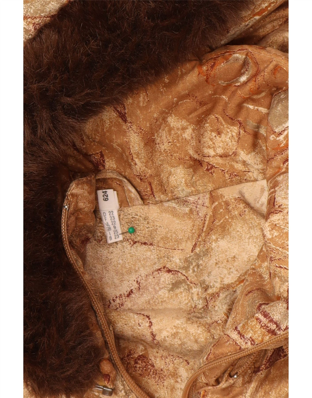 VINTAGE vindjakke med hætte til kvinder str. 22 3XL Beige Geometrisk