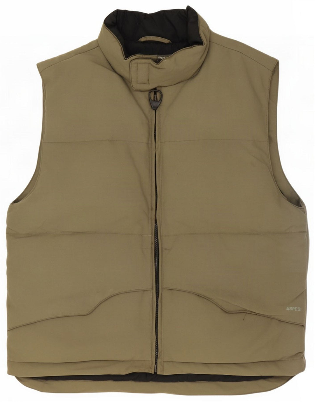 Aspesi Herre Polstret Gilet UK 38 Medium Khaki Nylon