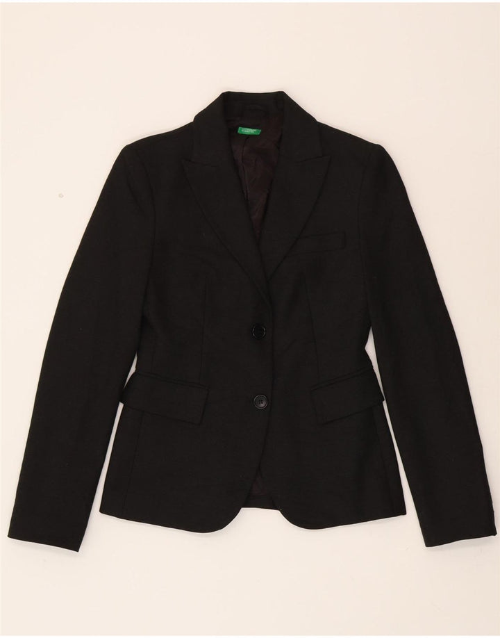 BENETTON Womens 2 Button Blazer Jacket IT 38 XS Black Polyester Vintage Benetton and Second-Hand Benetton from Messina Hembry 