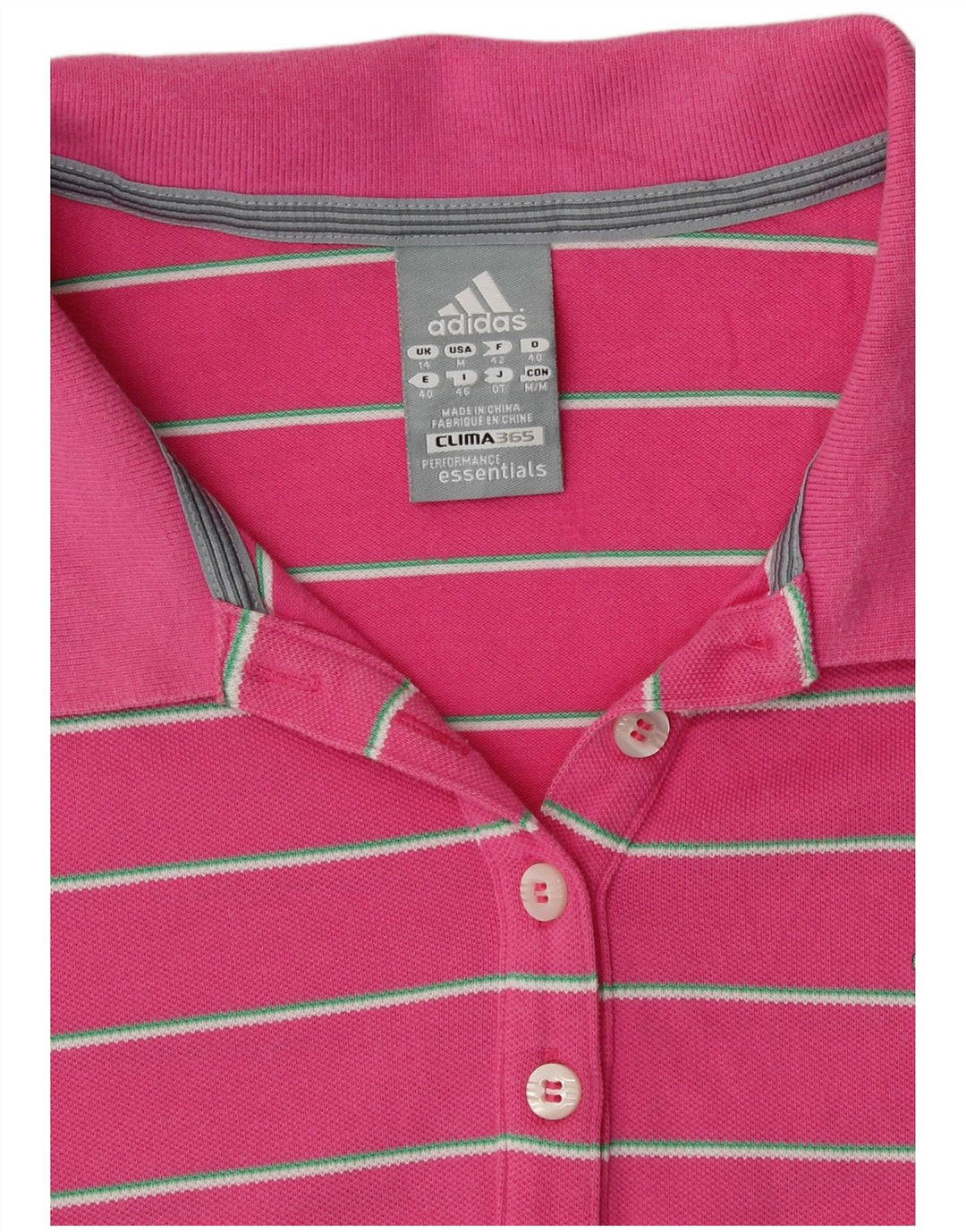 ADIDAS Dame Clima 365 Polo Shirt UK 14 Medium Pink Stribet