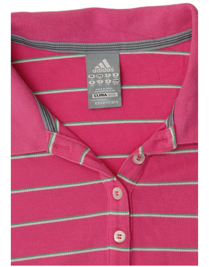 ADIDAS Dame Clima 365 Polo Shirt UK 14 Medium Pink Stribet