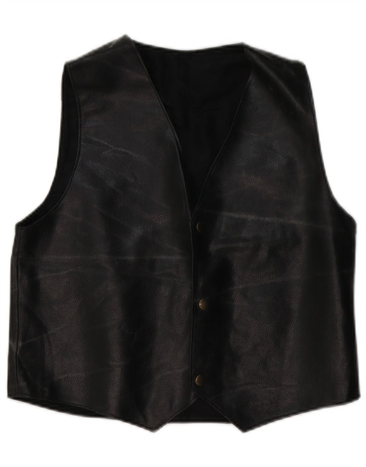 Vintage lædervest til kvinder UK 14 Medium Black
