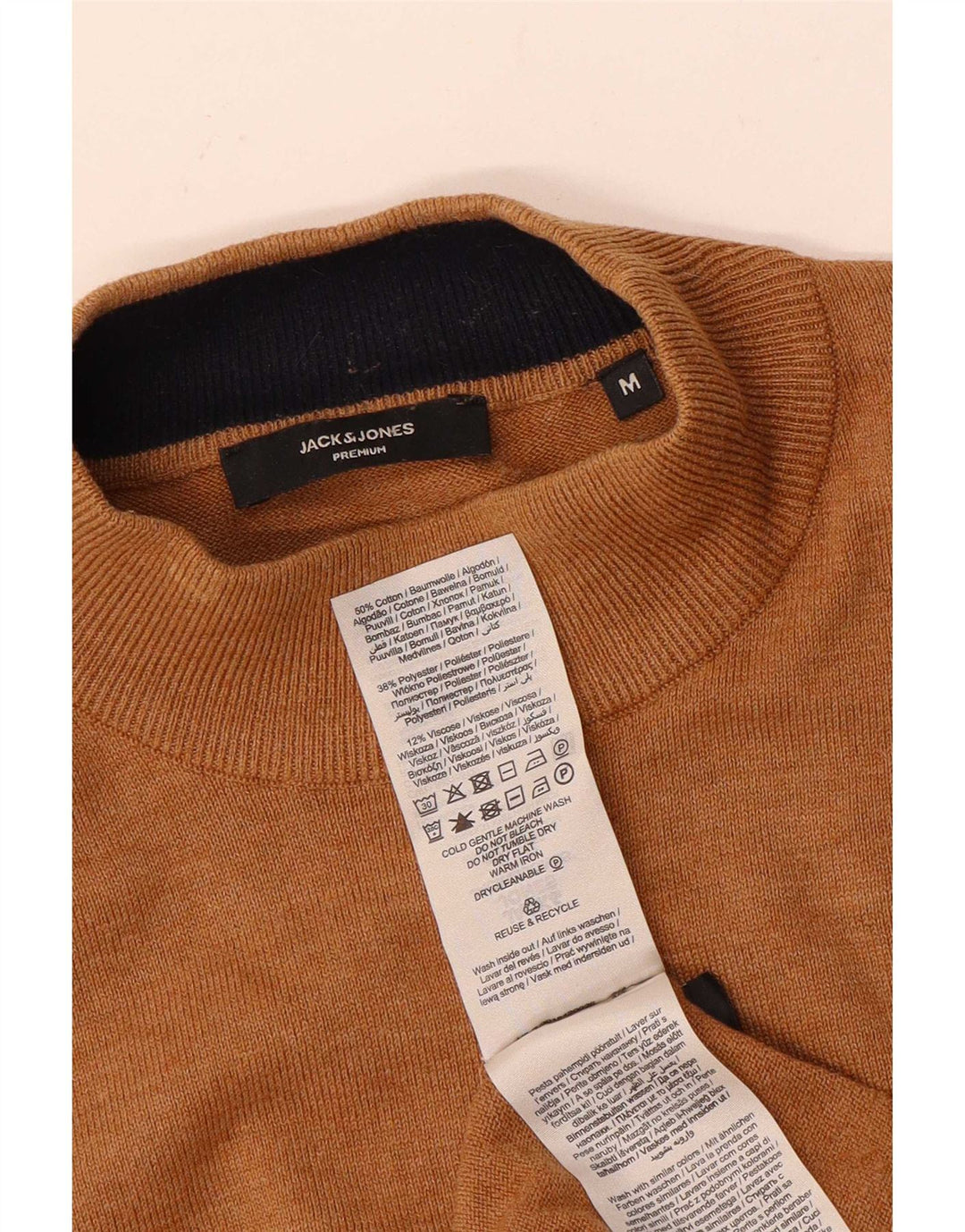 Jack & Jones Herre Turtle Neck Jumper Sweater Medium Brun Bomuld