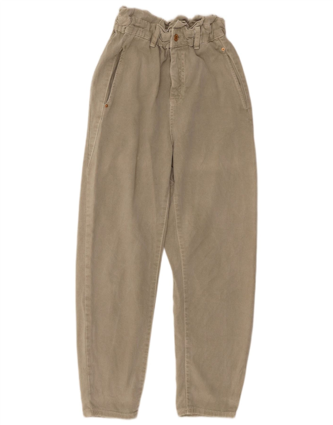 ZARA højtaljede koniske bukser til kvinder EU 36 XS W26 L26 Grå