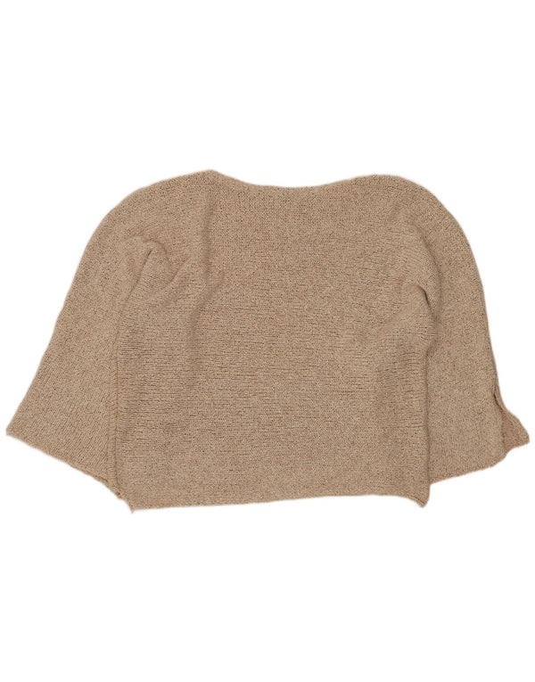 Zara Womens Crop Oversized Boat Neck Jumper Sweater UK 14 Medium Beige