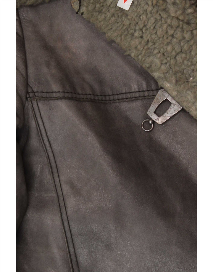 Vintage Dame Shearling Jacket UK 10 Small Grey