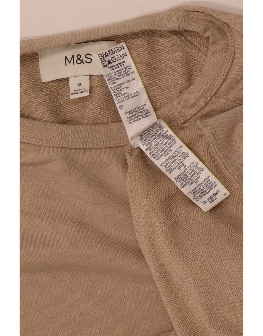 Marks & Spencer Herre Sweatshirt Jumper XL Beige Bomuld
