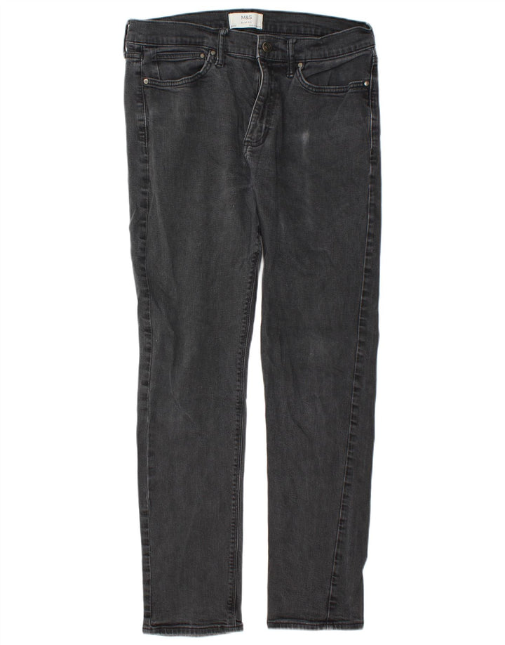 Marks & Spencer Herre Slim Jeans W34 L33 Sort Bomuld