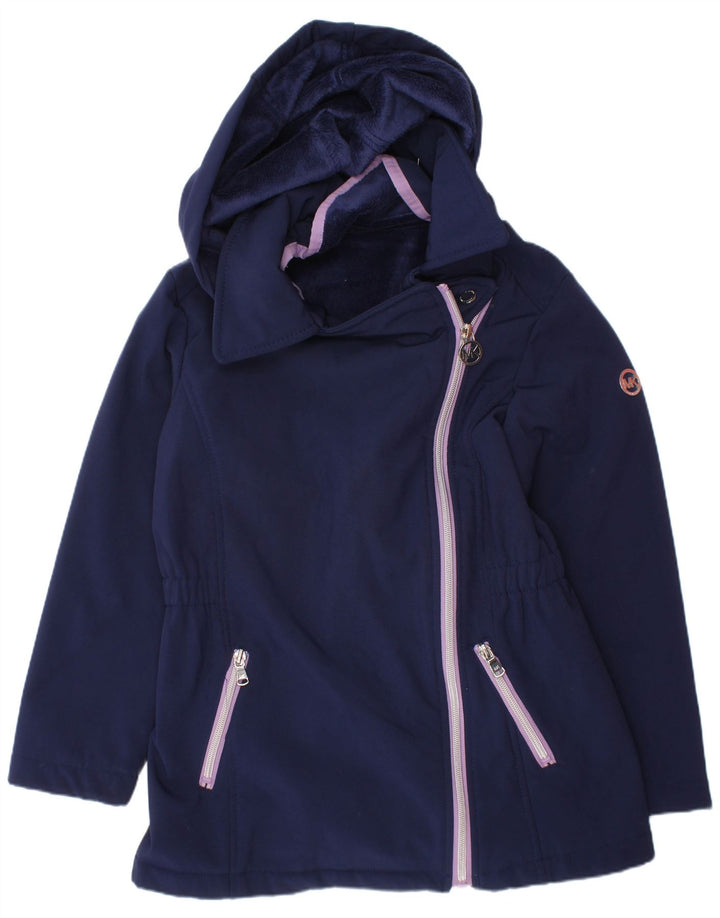 MICHAEL KORS Pige Hooded Windbreaker Frakke 6-7 År Navy Blue Polyester