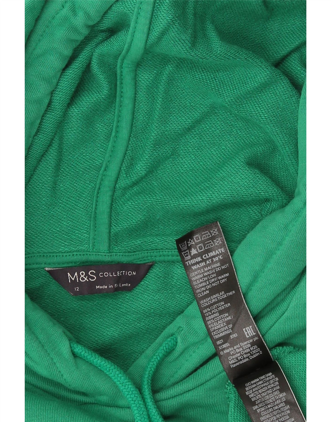 Marks & Spencer hættetrøje til kvinder UK 12 Mellemgrøn bomuld