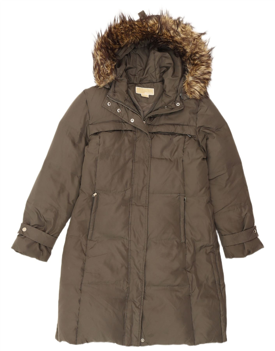 Michael Kors Dame Hooded Polstret Frakke UK 14 Medium Khaki Polyester Winter