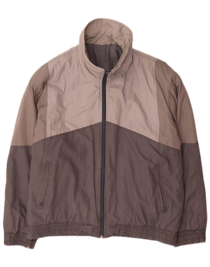 VINTAGE Herre Loose Fit Windbreaker Jacket IT 48 Medium Grey Colourblock