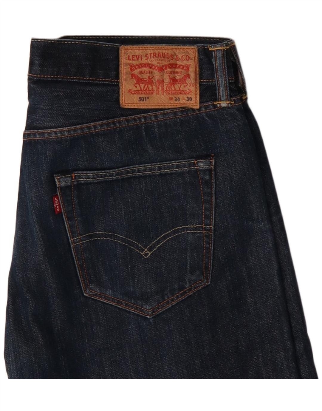 LEVI'S Herre 501 Straight Jeans W34 L30 Marineblå Bomuld