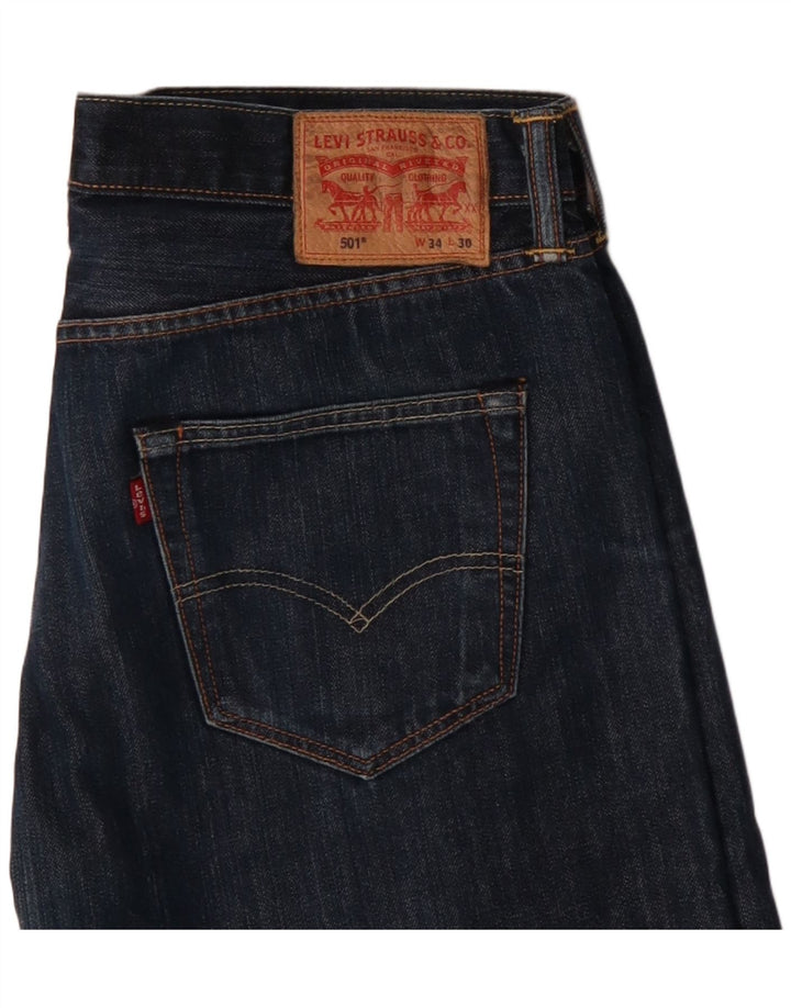 LEVI'S Herre 501 Straight Jeans W34 L30 Marineblå Bomuld