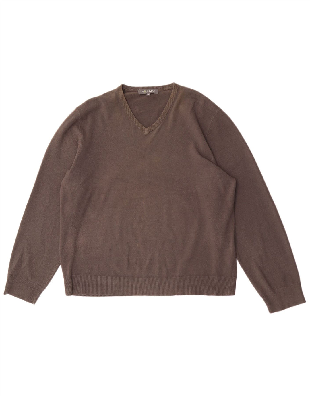 MARKS & SPENCER Herre V-hals sweater XL Grå Akryl