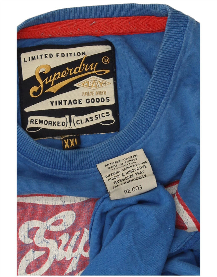 Superdry Grafisk T-shirt top til mænd 2XL blå bomuld