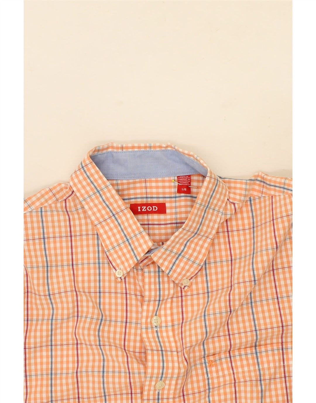 IZOD Mens Shirt Large Orange Check Cotton Vintage Izod and Second-Hand Izod from Messina Hembry 