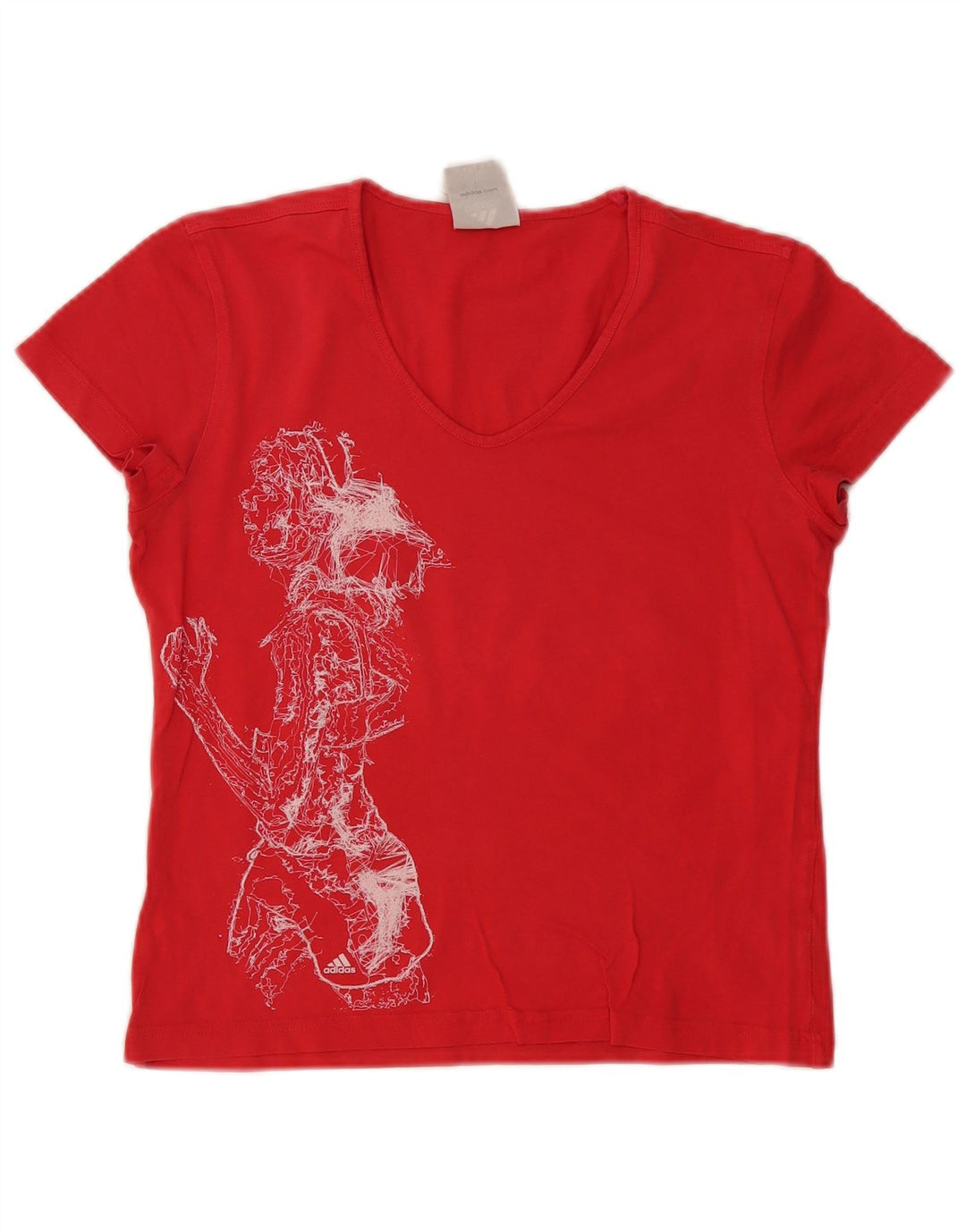 Adidas Dame Grafisk T-Shirt Top UK 12 Medium Rød