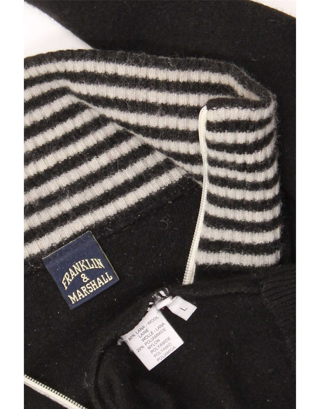 Franklin & Marshall Herre grafisk cardigan sweater Stor sort stribet uld