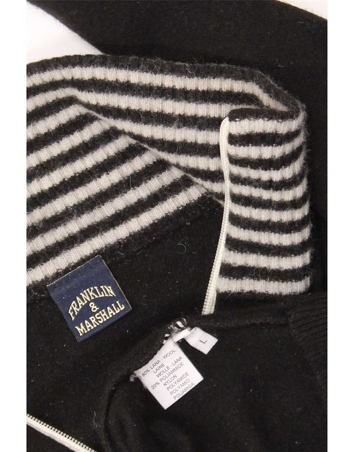 Franklin & Marshall Herre grafisk cardigan sweater Stor sort stribet uld