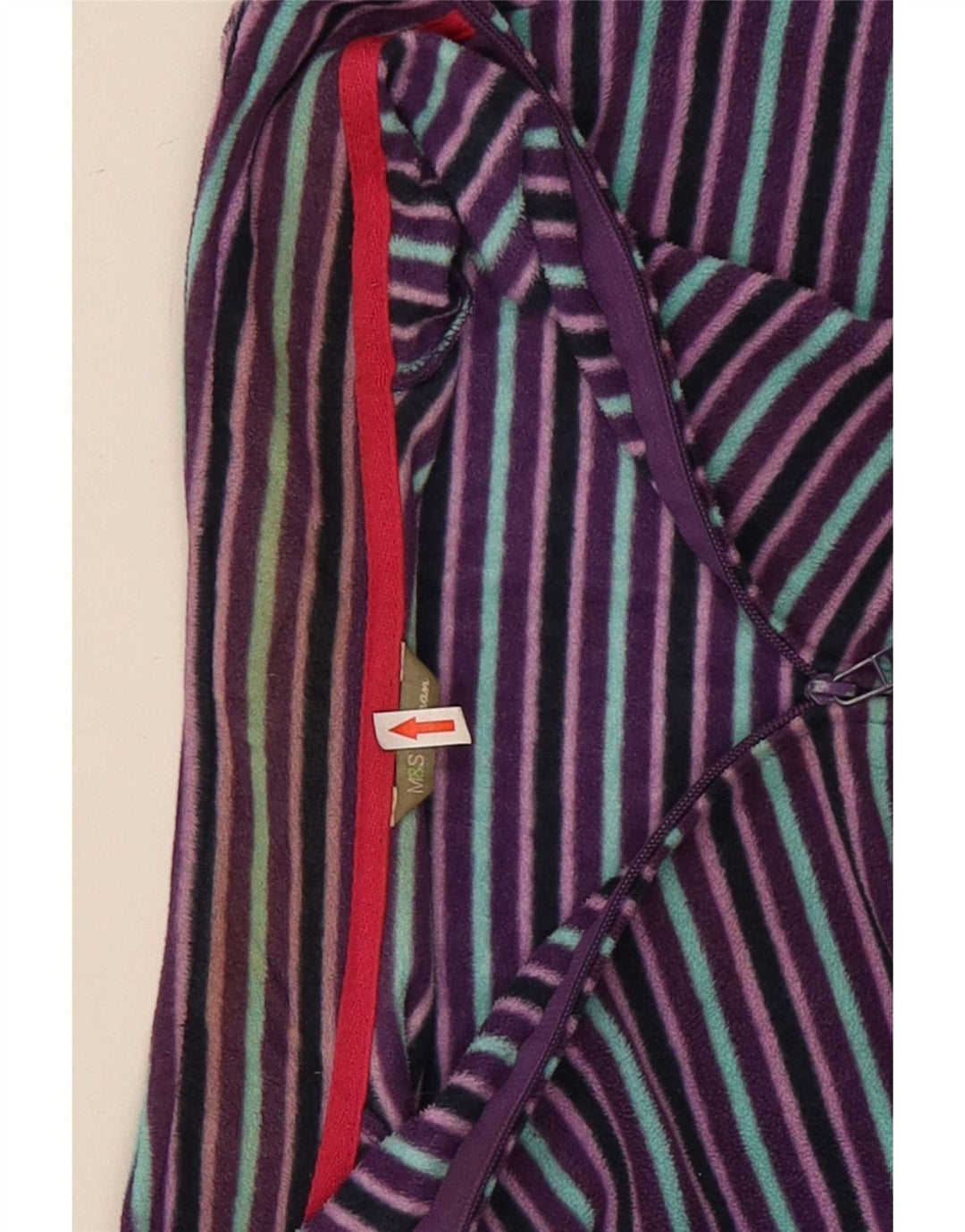 Marks & Spencer Fleecejakke til kvinder UK 22 2XL Lilla stribet polyester