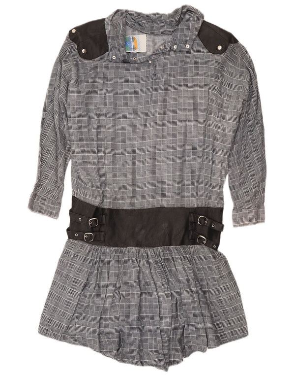 Casablanca Dame Langærmet Drop Waist Dress UK 12 Medium Grey Check