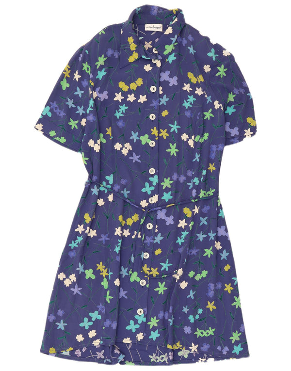Schneberger kortærmede skjortekjole til kvinder UK 18 XL Blå blomster