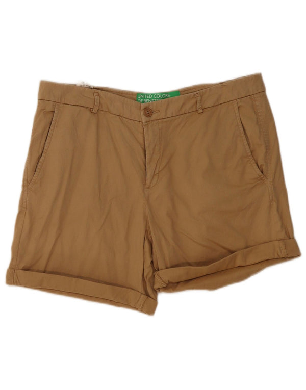 Benetton Dame Chino Shorts UK 14 Large W36 Beige Bomuld