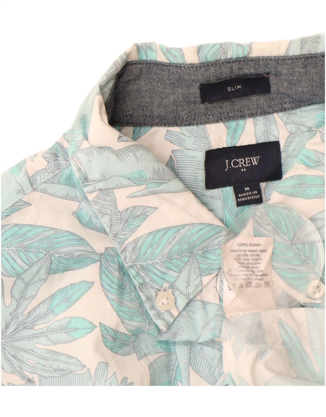 J. Crew Herre Slim Fit kortærmet skjorte Medium Blue Floral Bomuld