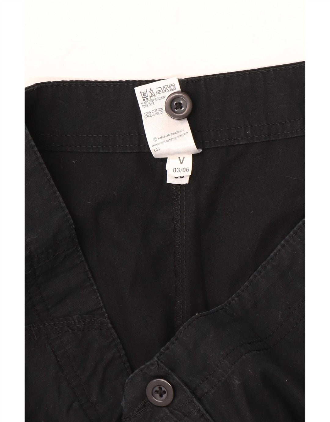 Marks & Spencer Kvinder Casual Shorts UK 12 Medium W30 Sort Bomuld