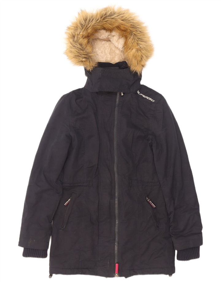 Superdry Sherpa Parkajakke med hætte til kvinder UK 10 Lille marineblå polyester