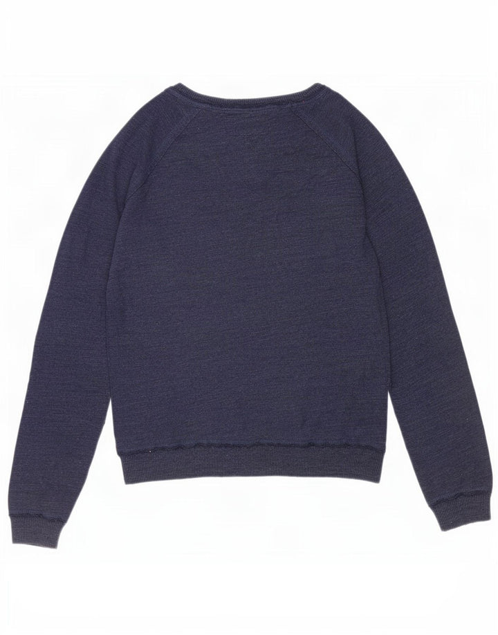 Superdry Dame Sweatshirt Jumper UK 14 Medium Navy Blue Animal Print