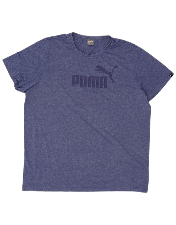 Puma Herre grafisk T-shirt Top 2XL Blå Flecked Polyester