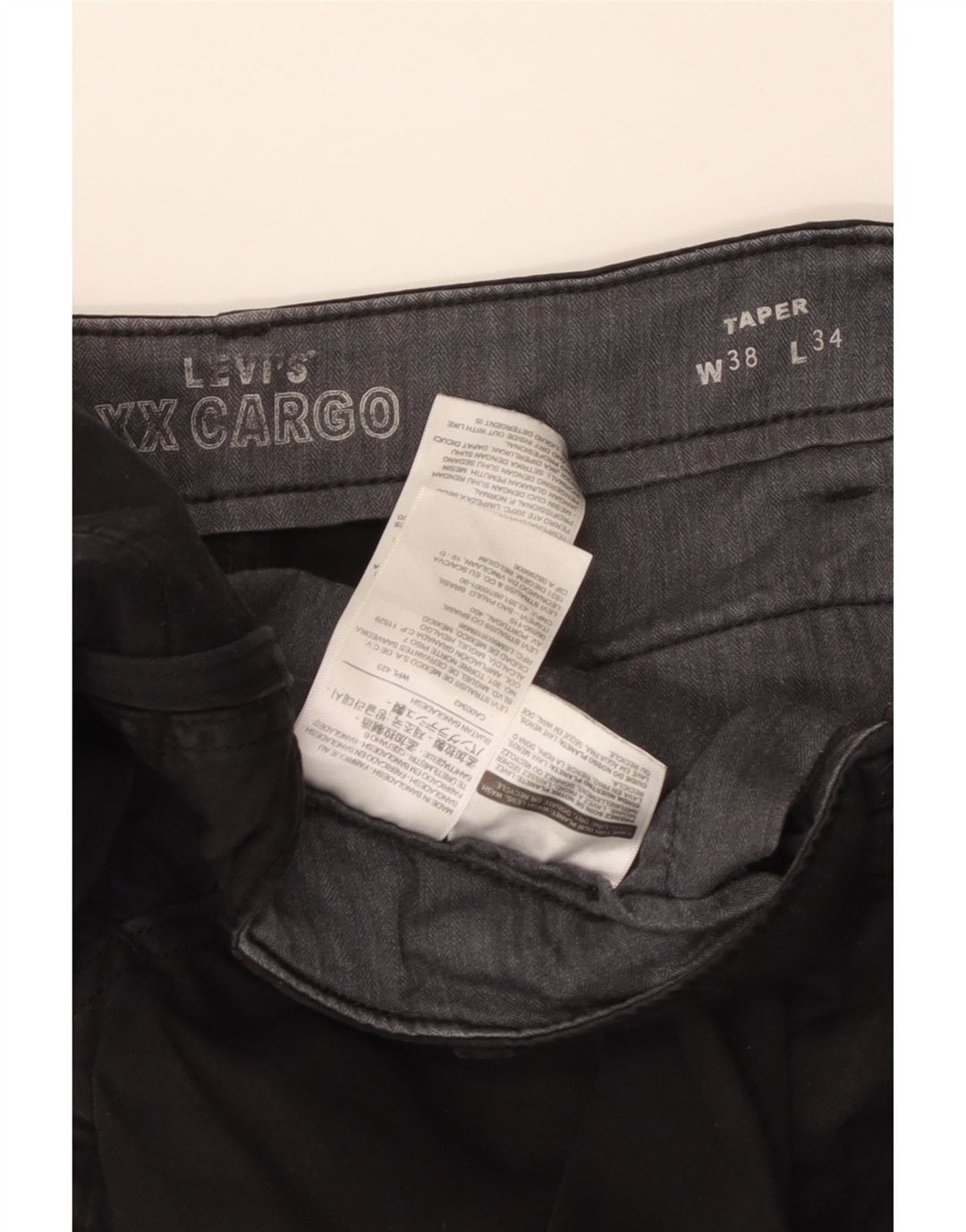 Levi's Herre tilspidsede Cargo-bukser W38 L34 Sort bomuld