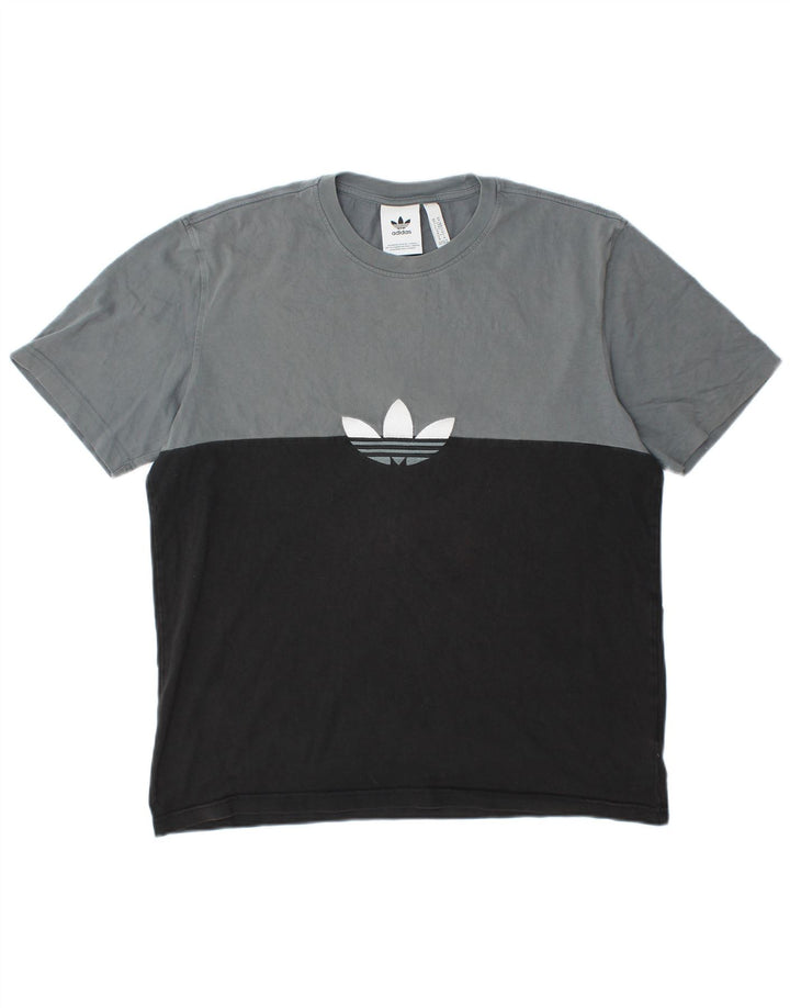 ADIDAS grafisk t-shirt til mænd mellem sort farveblok bomuld