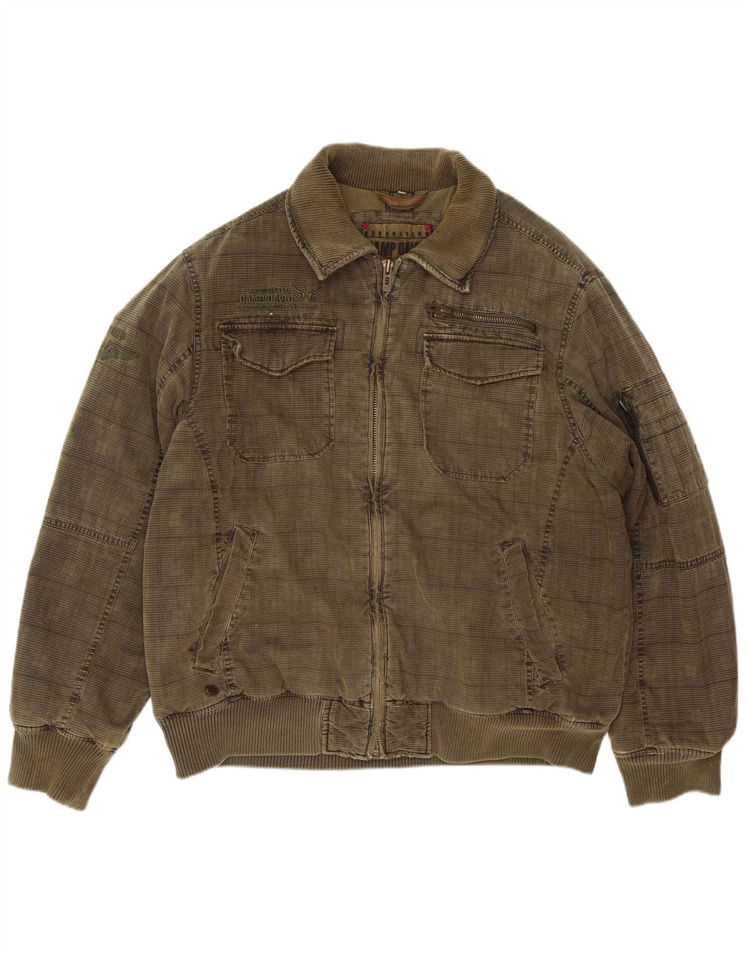 CAMP DAVID Herre Bomber Jacket UK 44 2XL Khaki Check