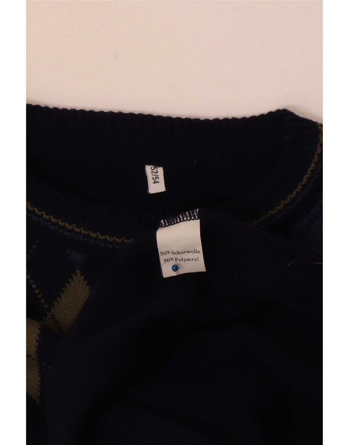 Vintage herre rund hals sweater IT 52/54 stor marineblå