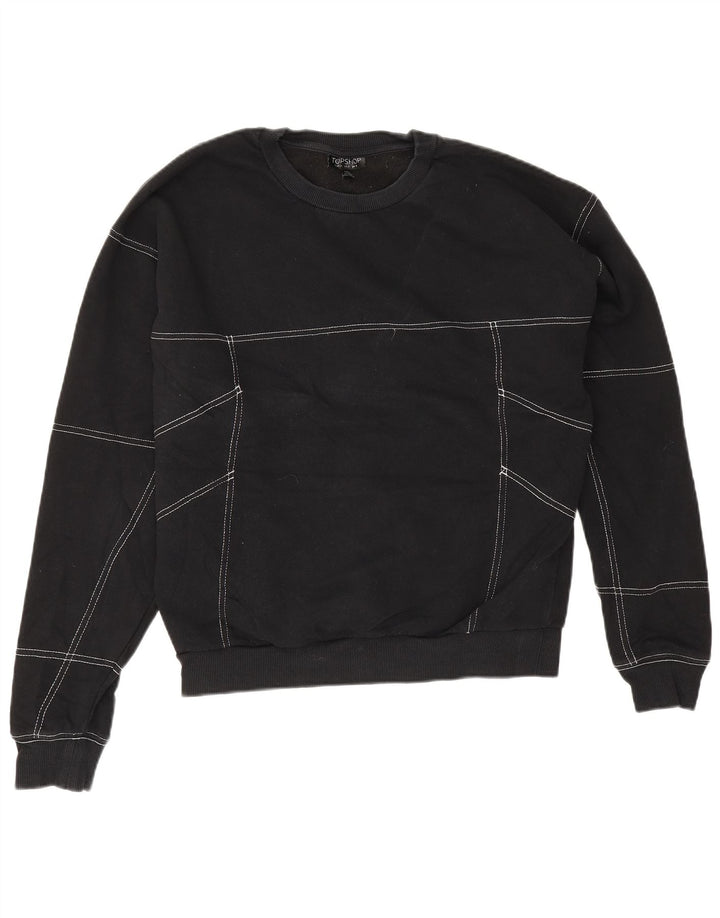 Topshop Dame Oversized Sweatshirt Jumper UK 8 Small Black Bomuld