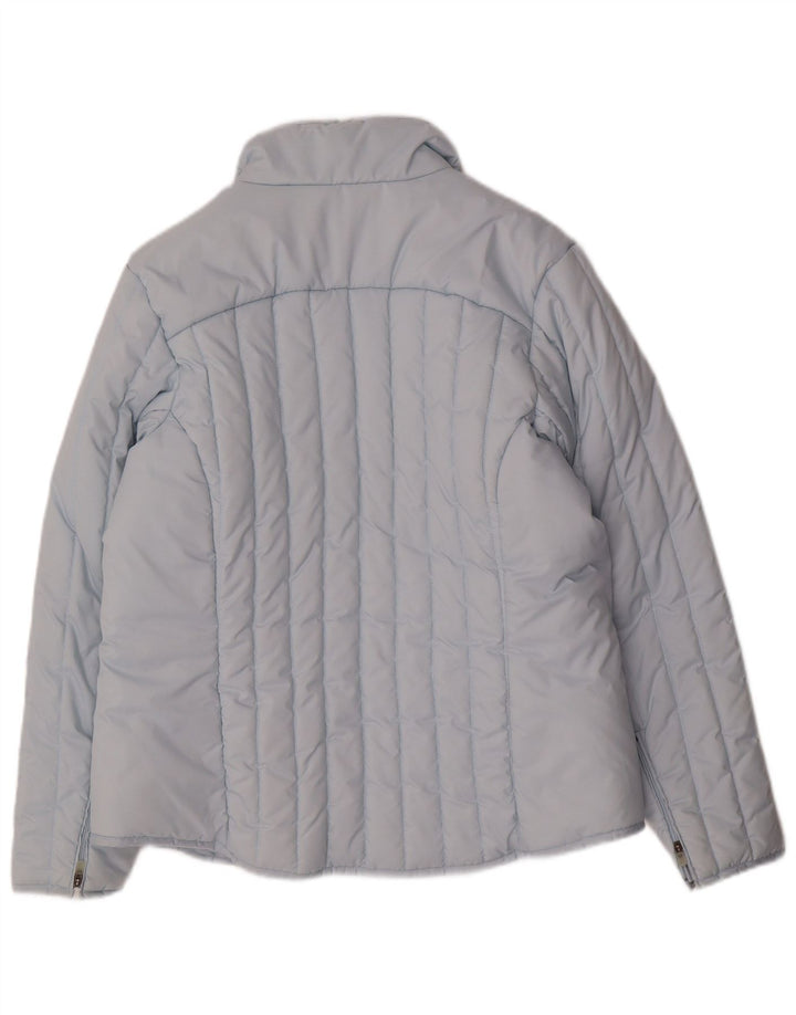 ADIDAS Womens Padded Jacket UK 14 Medium Blue Polyester