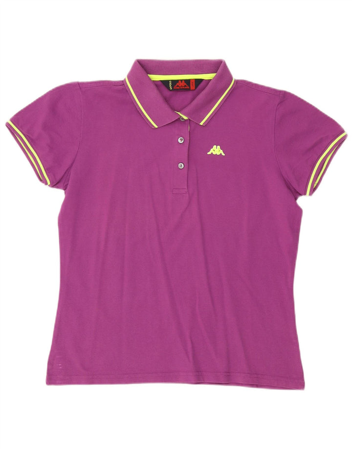 KAPPA Dame Polo Shirt UK 14 Stor Lilla Bomuld