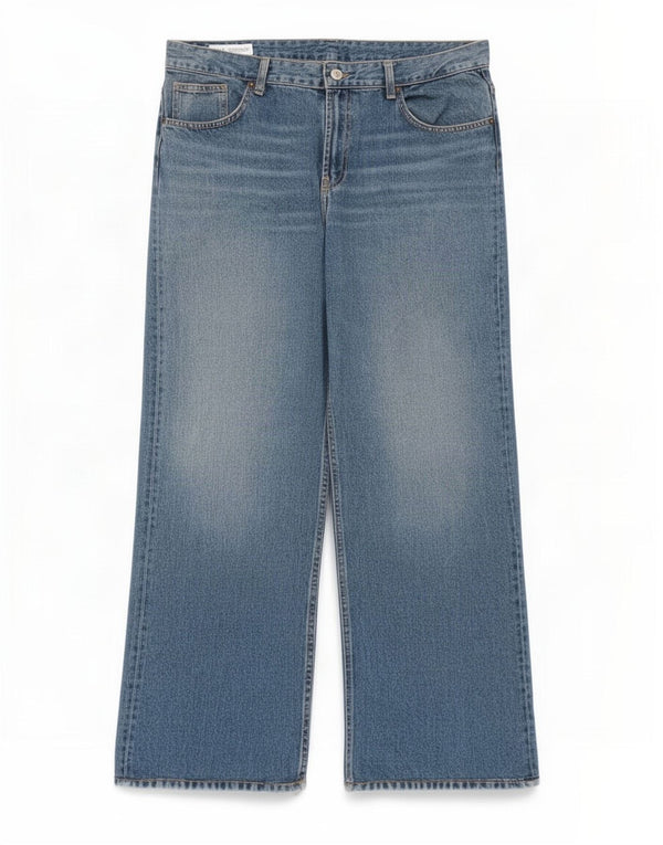 Zara Dame Jeans med høj talje og brede ben EU 44 XL W34 L32 Blå