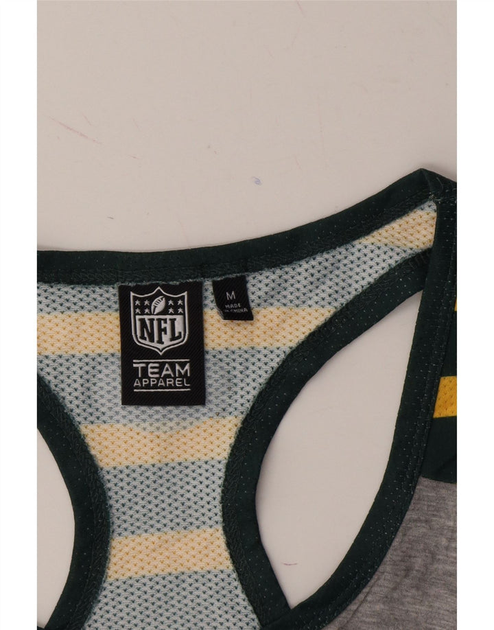 NFL Womens Green Bay Packers Graphic Vest Top UK 12 Medium Grey Striped Vintage NFL and Second-Hand NFL from Messina Hembry 