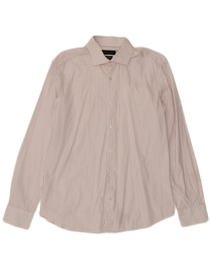 Massimo Dutti Herreskjorte EU 42 Stor hvid ternet bomuld