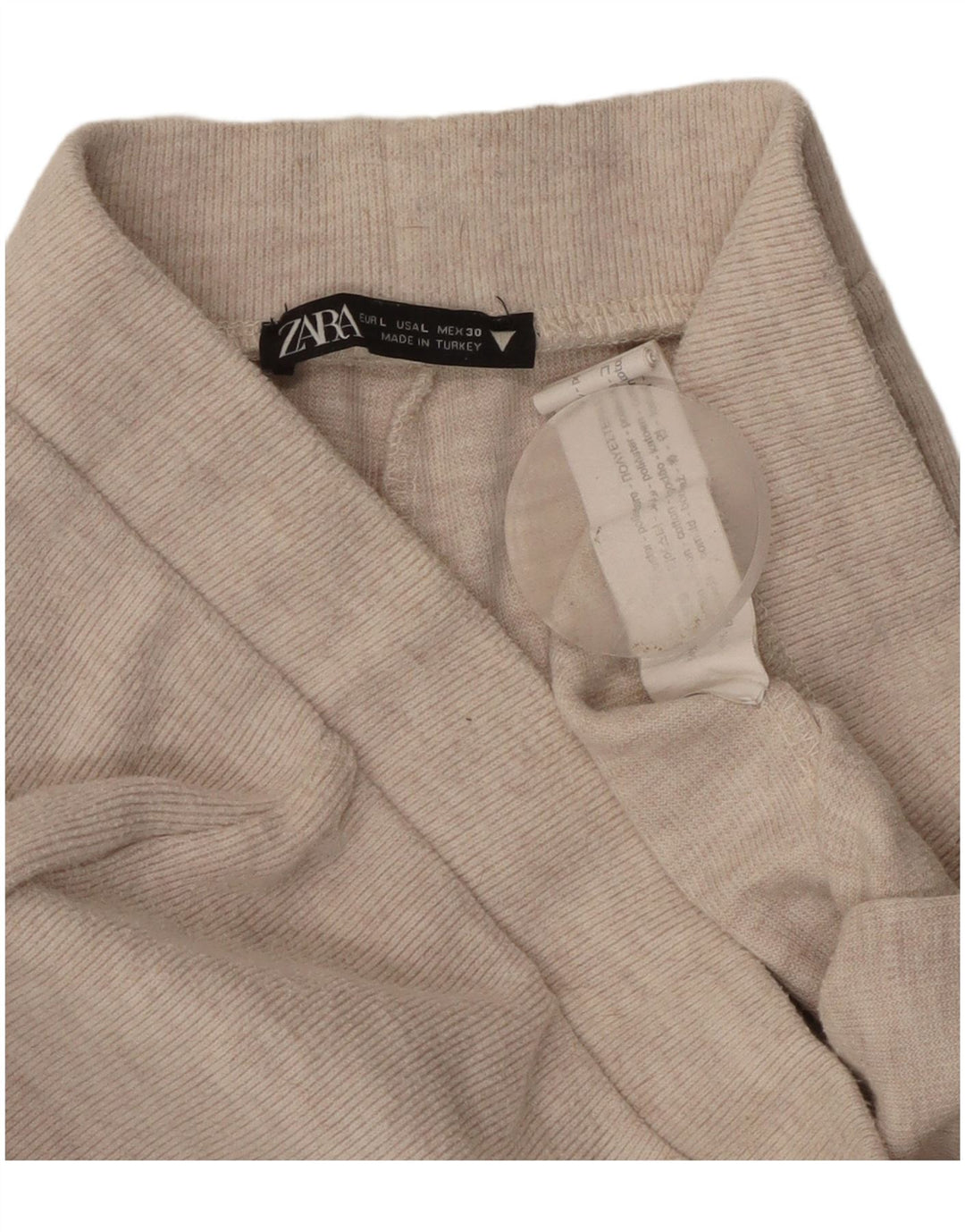 Zara Womens Tracksuit Bukser med brede ben UK 14 Large Off White Polyester