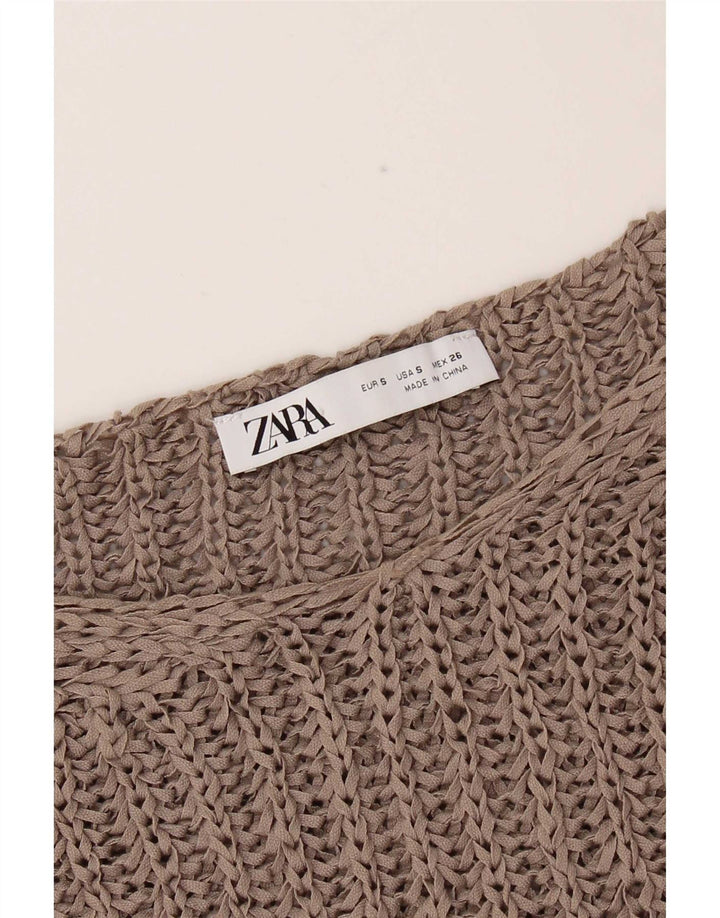 Zara Dame Oversized Vest Tank Top UK 10 Small Beige